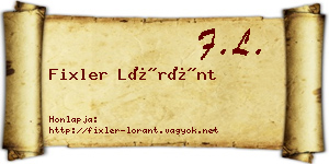 Fixler Lóránt névjegykártya