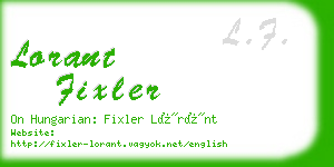 lorant fixler business card